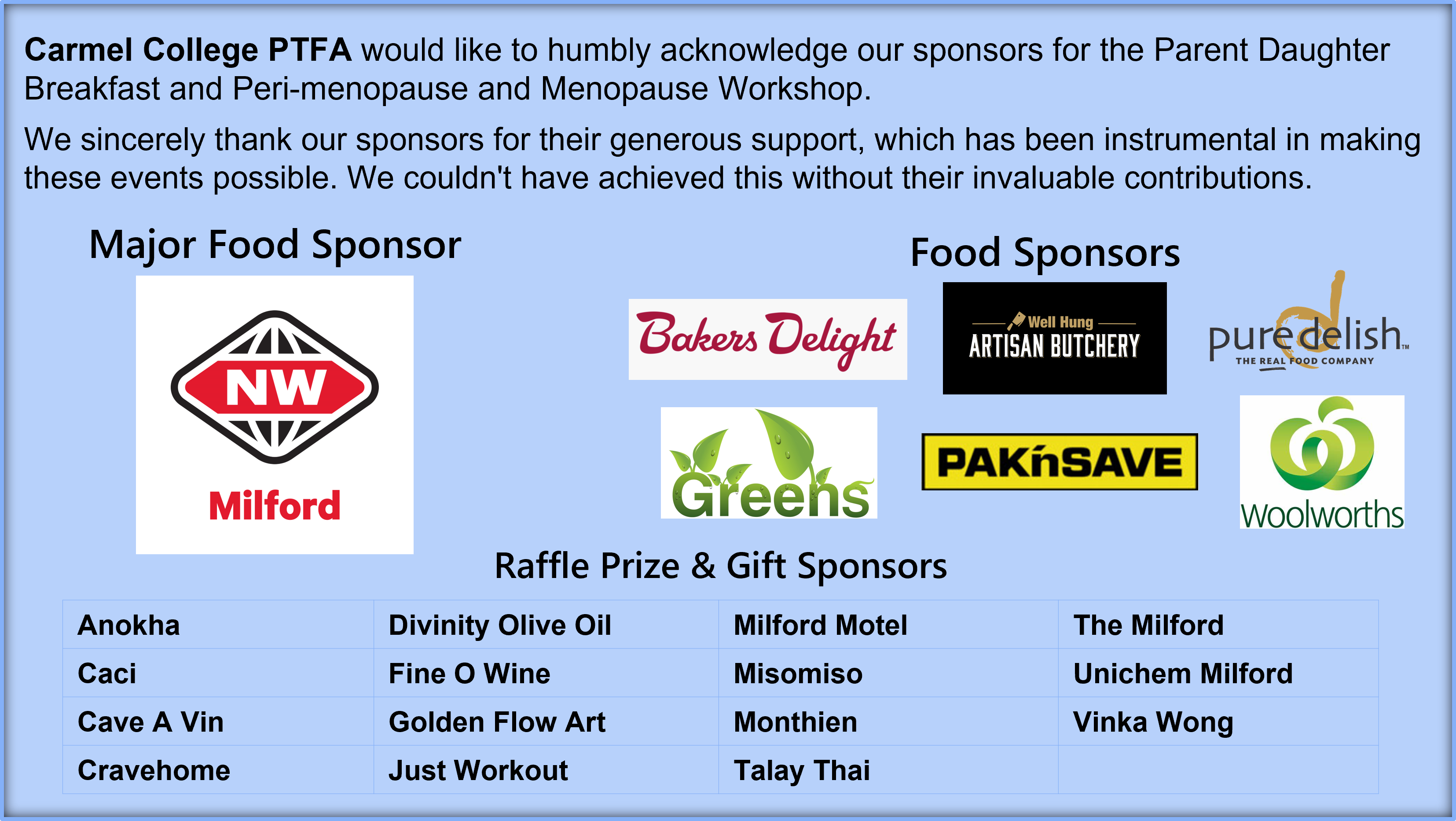 Read more about the article PTFA Parent Daughter Breakfast and Peri-Menopause & Menopause Workshop